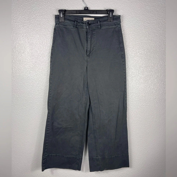 Everlane Pants - Everlane Women’s High Rise Wide Leg Crop Chino Pants Black Sz 4 Cotton Casual